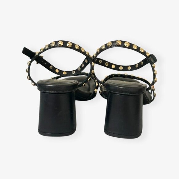 Ash Jodi 70mm sandals 37 Black Leather Studded Block Heel - Picture 7 of 11